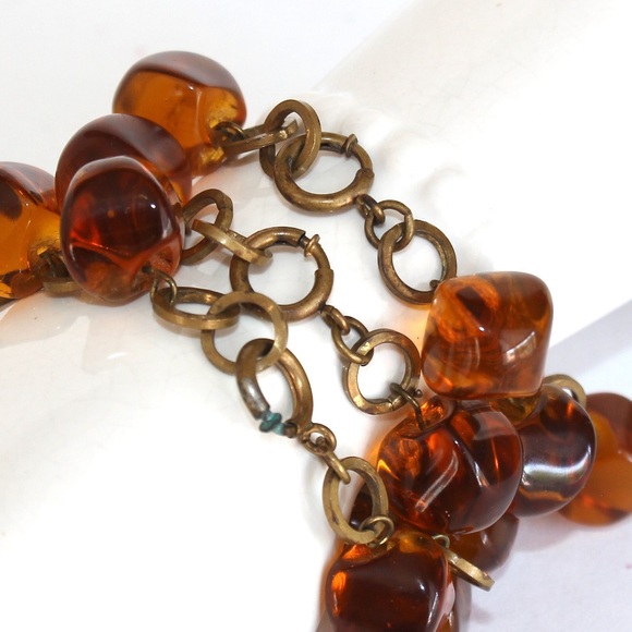 1920s -1930s Amber Glass Pillow Bead Bracelets Set of Three - Picture 6 of 8